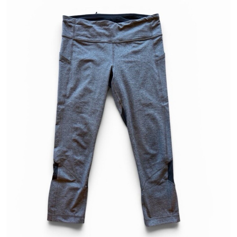 Lululemon Women's 8 Pace Rival Crop 22" Heathered Gray Black W6ACIS Side pockets